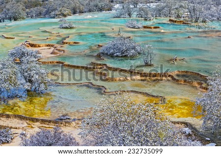 Beautiful pools in Huanglong National Park near Jiuzhaijou - SiChuan, China