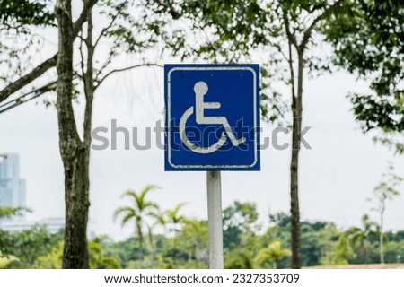 Parking sign for disabled people at the park