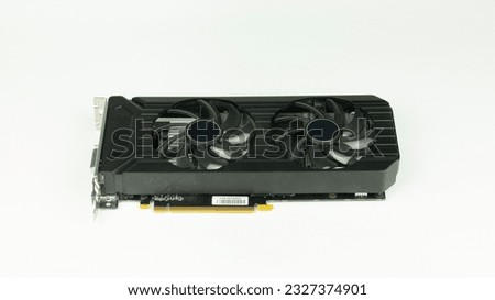Close up of GPU Graphics card isolated on white background.
