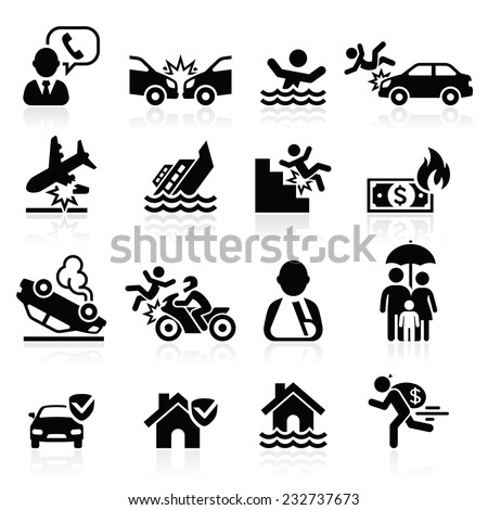 Insurance icons set. Vector Illustration. Royalty-Free Stock Photo #232737673