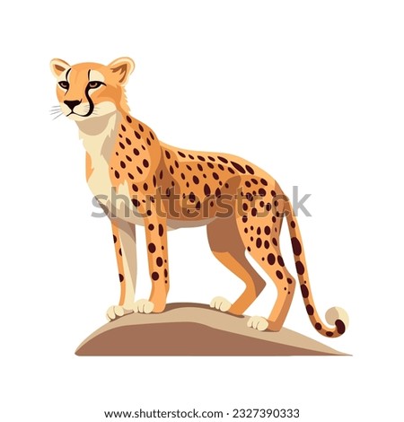 African cheetah isolated on white background. Vector stock Royalty-Free Stock Photo #2327390333