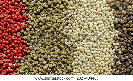 Asian colored dry peppers as background. Spice store at Egypt bazaar, Istanbul, Turkey. Oriental cooking and seasoning concept. Selected focus, banner, spices background