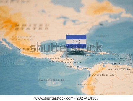 The Flag of Honduras on the World Map.