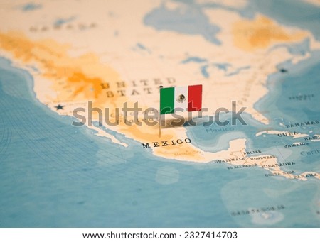 The Flag of Mexico on the World Map.