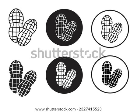 Peanut icon set in filled and outlined style. Simple groundnut vector pictogram. Nutshell thin line drawing symbol. Royalty-Free Stock Photo #2327415523