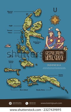 Maluku Indonesia maps illustration. Indonesia Island design layout