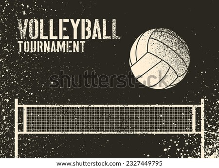 Volleyball Tournament typographical stencil splash grunge style poster design. Retro vector illustration.