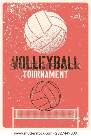 Volleyball Tournament typographical vintage grunge style poster design. Retro vector illustration.