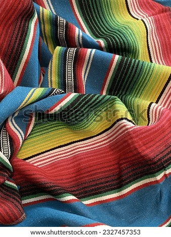 poncho background Cinco de mayo Mexican serape fiesta falsa pattern traditional culture blanket with stripes pattern copy space fabric textile material Mexican backdrop - stock photo photograph image