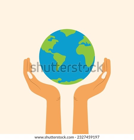 Planet Holding Hands Icon Vector Design.