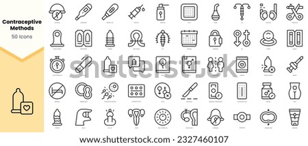 Set of contraceptive methods Icons. Simple line art style icons pack. Vector illustration Royalty-Free Stock Photo #2327460107