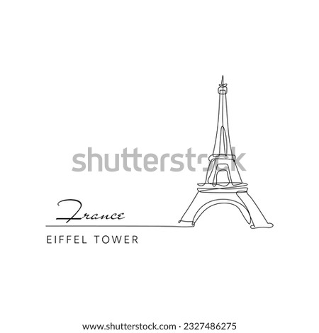 Line drawing doodle eiffel tower, France tourist attraction, Paris, travel. Royalty-Free Stock Photo #2327486275