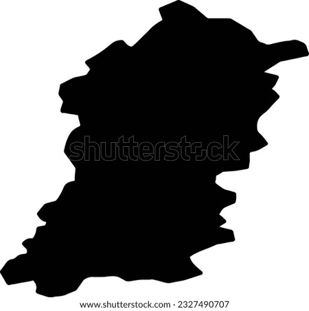 Silhouette map of Shumen Bulgaria with transparent background.