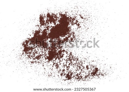 Instant powdered coffee, espresso isolated on white, top view