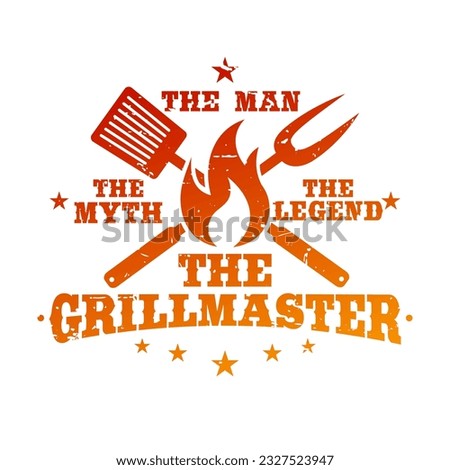 Grill Master Illustration Clip Art Design Shape. Barbecue BBQ Man Silhouette Icon Vector.