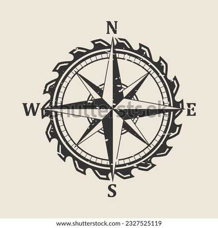 Saw Blade Compass Illustration Clip Art Design Shape. Woodworking Silhouette Icon Vector.