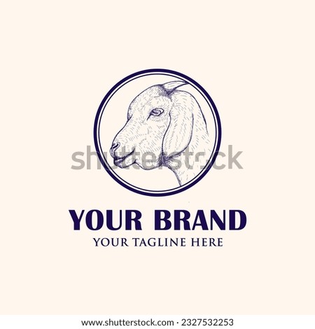 Vintage logo goat head illustration Royalty-Free Stock Photo #2327532253