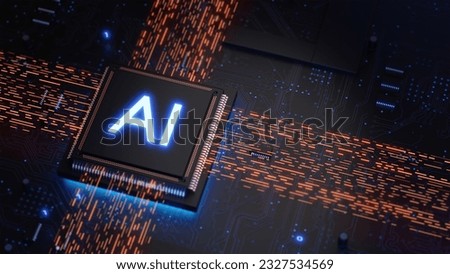 AI, Artificial Intelligence concept, Artificial intelligence processor.  Advanced Technology Artificial Intelligence Technology. 3d rendering
