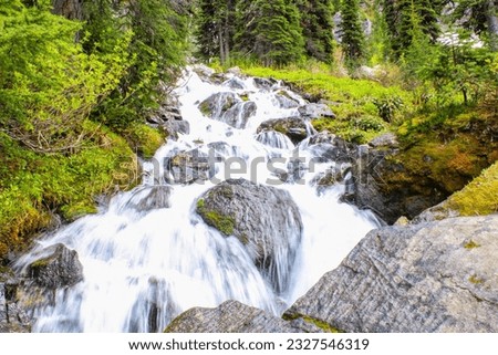Flowing river down a mountainside