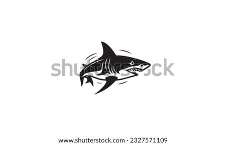 shark logo design black simple flat icon on white background