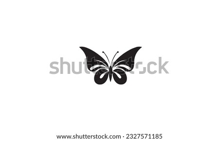  Butterfly logo design black simple flat icon on white background