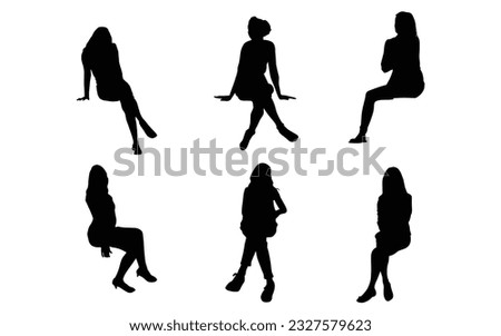 Vector, illustration, silhouettes people sitting