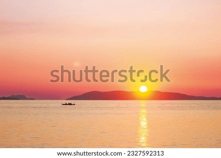 The view of sunset at Lombok Beach Indonesia