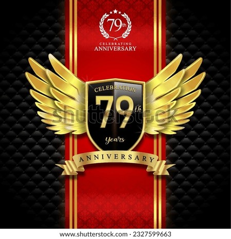79th years celebration anniversary logo vector isolated on dark red and black luxury background