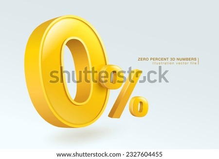 Zero percent number or 0% special offer isolated on white background. 3d illustration vector file. Royalty-Free Stock Photo #2327604455