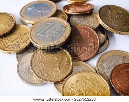 High resolution macro image. Euro coins.