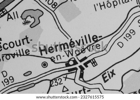 Hermeville-en-Woevre, Luxembourg atlas map town plan in black and white