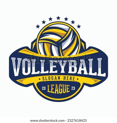 Volleyball League vector mascot logo design modern style emblem. Vector illustration. Vector illustration