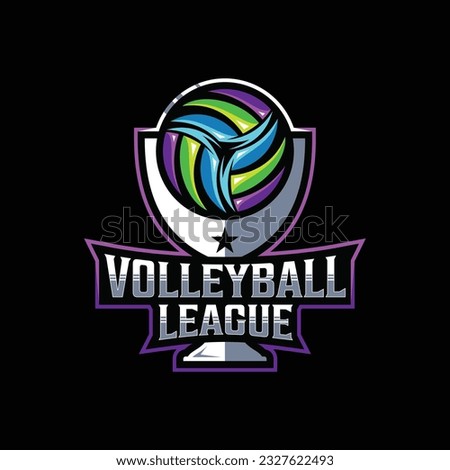 Volleyball League or Volleyball Cup vector mascot esport logo design modern style emblem. Vector illustration.