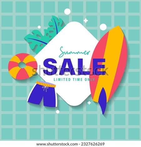 summer sale brochure discount vector. Special price offer coupon for social media post,  promotion ad, shopping flyer, voucher, website campaign and advertising