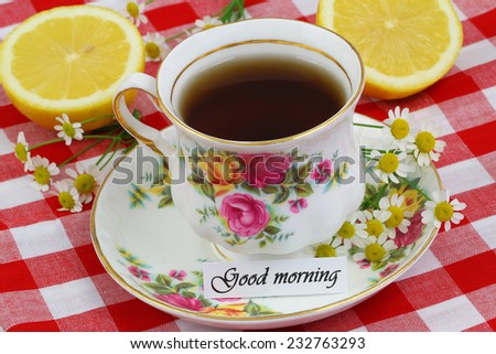 Good morning card with cup of tea  