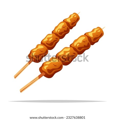 Grilled chicken skewers vector isolated illustration
