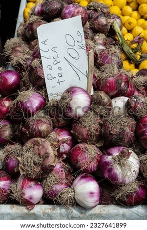 Beautiful Cipolla di Tropea (Translation: purple local onions) in Italy called