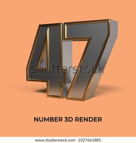 3d render number 47 SILVER GOLD STYLE