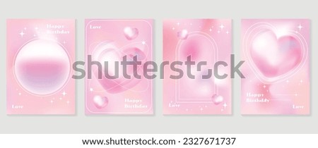 Idol lover posters set. Cute gradient holographic background vector with heart sparkle, star, frame, halftone. Y2k trendy wallpaper design for social media, cards, banner, flyer, brochure. Royalty-Free Stock Photo #2327671737