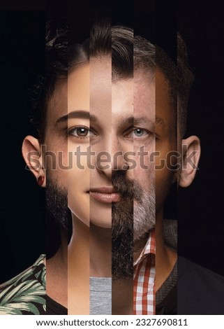 Human face made from different portrait of men and women of diverse age and race. Combination of faces. Concept of social equality, human rights, freedom, diversity, acceptance Royalty-Free Stock Photo #2327690811