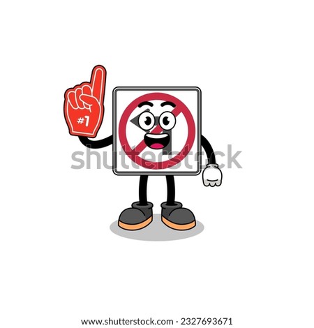 Cartoon mascot of no left turn road sign number 1 fans , character design