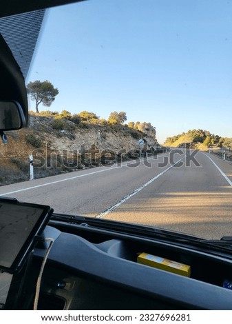 SARAGOSSA, SPAIN - NOVEMBER 13, 2022:
With the mobile home on the trip from Penniscola via Morella to Zaragoza