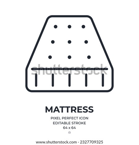 Mattress editable stroke outline icon isolated on white background flat vector illustration. Pixel perfect. 64 x 64.