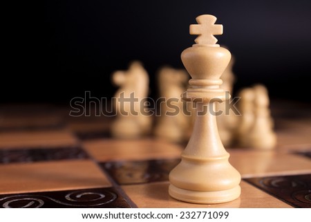 Chess photographed on a chessboard Royalty-Free Stock Photo #232771099