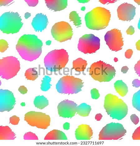 Trendy Neon Cheetah seamless pattern. Vector rainbow gradient wild animal leopard skin, colorful leo texture with neon spots on white background for fashion print design, textile, wrapping paper.