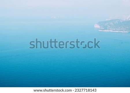 Beautiful seascape with blue sky and smooth water surface in the South of France coastal area. Popular french travel destination.