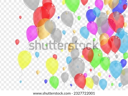 Bright Surprise Background Transparent Vector. Baloon Holiday Border. Red Rainbow. Colorful Air. Helium Light Design.