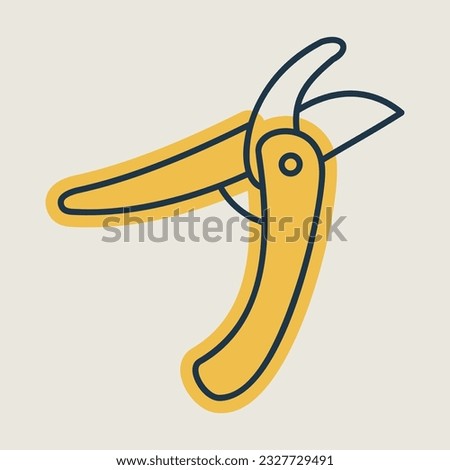 Pruning scissors, garden secateurs vector icon. Graph symbol for agriculture, garden and plants web site and apps design, logo, app, UI