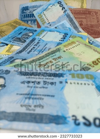Bangladesh bank taka paper note currency closeup..
