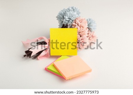 front view colored stickers with flowers on white background school color learnign study kids
